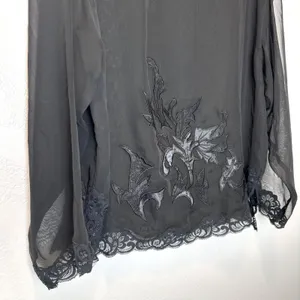 Victoria's Secret Gold Label Size‎ L Black Sheer Boudoir Top Lace Floral 1980's thumbnail 5