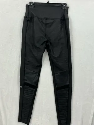 ALO Yoga Black Ribbed Moto-Style High-Waist Leggings 1159 thumbnail 5