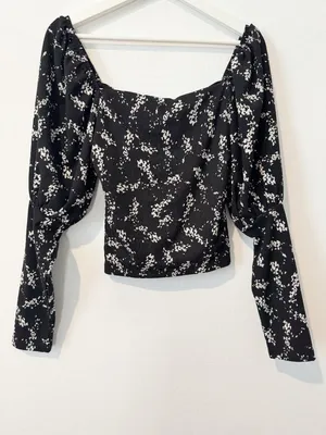 Anthropologie Floral Sweetheart Top Small Dark Coquette Cottagecore Prairie Chic thumbnail 9