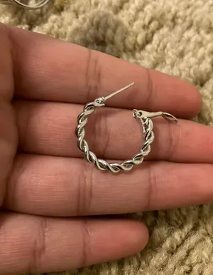 Silver Twisted Hoop Twist Earring Earrings thumbnail 3