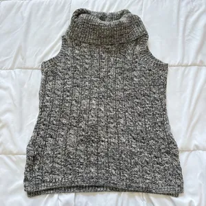 Artisan NY Sweater Womens Medium Gray Turtleneck Sleeveless Vest 100%‎ Cotton thumbnail 1