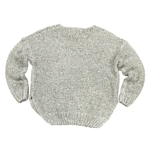 AZZ Fashion Wear Gray Marl Chunky Knit V-Neck Sweater Women Size L Popcorn Knit thumbnail 4