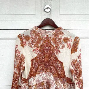 Free People Womens Dress Tunic Lady Luck Liberty Floral Tie Neck Medium thumbnail 5