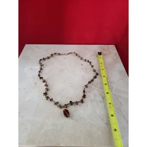 Vintage Necklace Tigers Eye Necklace with Brown Pendant thumbnail 2