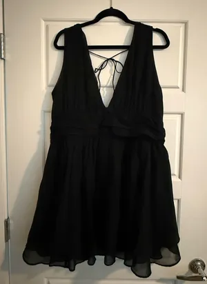 Abercrombie Black V-Neck Chiffon Skater Dress thumbnail 1