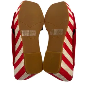 Vivaia Laura square-toe wedge sandals in ruby‎ red striped platform sz 35 thumbnail 5