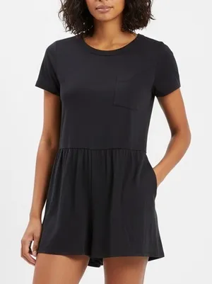 lavender field black peplum tee Romper keyhole back size m thumbnail 1
