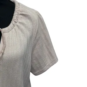 Madewell Women's Size M Medium Pointelle Tie Neck Tunic Avalon Pink‎ Top thumbnail 3