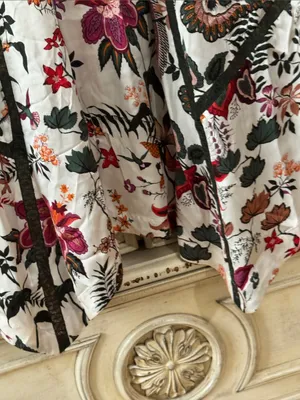by Anthropologie Floral Lace-Trim Midi Dress in White with Red & Pink Blooms S-8 thumbnail 9
