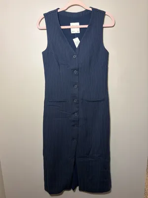 Abercrombie & Fitch Pinstripe Midi Sleeveless Dress NWT Small thumbnail 4