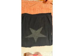 Size S Black open-knit cropped sweater a large white star thumbnail 3