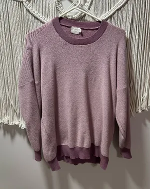 Dreamers Mauve Two-Tone Ribbed Crewneck Sweater thumbnail 1