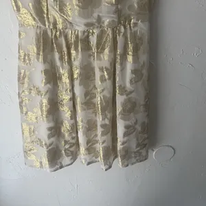 Huesday Size Small Gold Foil‎ Metallic Silk Floral Special Occasion Mini Dress thumbnail 4