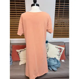 Vintage 90s Elements Spiegel Peach Cotton Knit Scoop Neck T-Shirt Dress Large thumbnail 3
