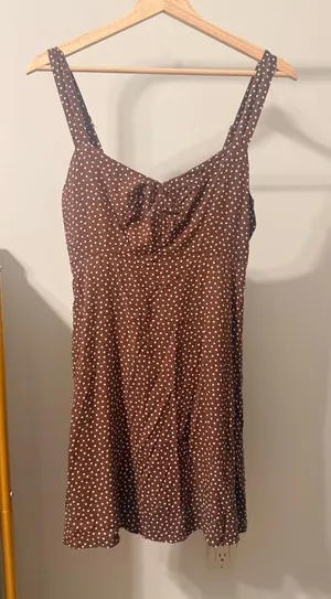 Old Navy Brown/White Polka dot dress thumbnail 1
