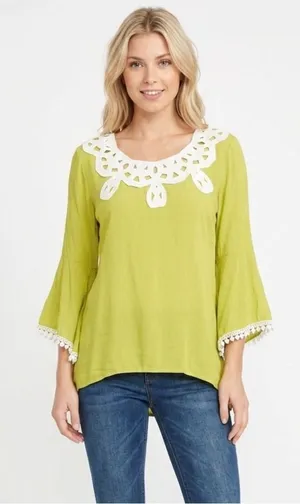 Entro large boho crochet bell sleeve blouse thumbnail 1