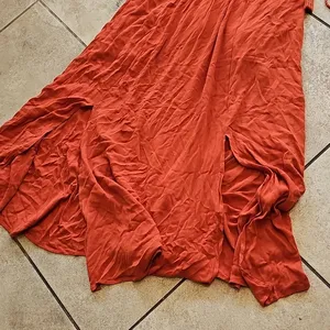 NWT Baltic Born Burnt Orange Maxi Flowy Vheck Dress Short Sleeve Sz 6 thumbnail 2