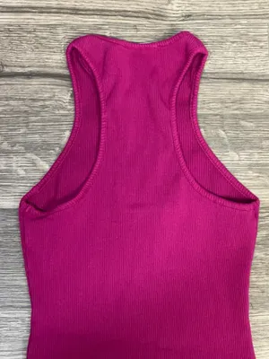 Lulus Magenta Ribbed Racerback Bodycon Midi Dress Size thumbnail 5