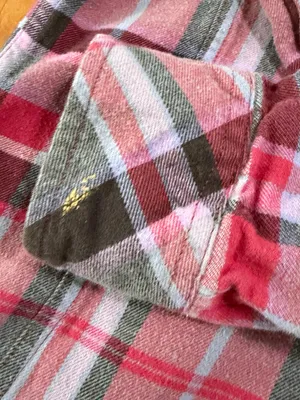 Carhartt Pearl Snap Hooded Pink Red Brown Plaid Cotton Flannel Shirt Medium thumbnail 7