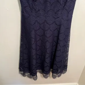 Kensie Women's Size 8 Fit & Flare Dress Navy Blue Scalloped Lace Open Back Cap thumbnail 5