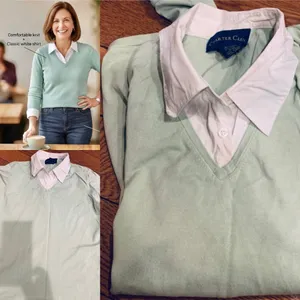 Charter Club mint green 2-in-1 Layered V-Neck Sweater size M thumbnail 2