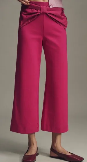 Anthropologie Maeve The Colette Bow-Waist Crop Wide-Leg Pants, Size 25 thumbnail 1