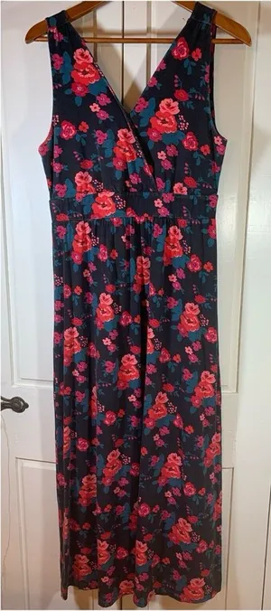 Garnet‎ Hill Maxi Dress Womens 10 Floral Prairie Cottage Garden Sleeveless READ thumbnail 1
