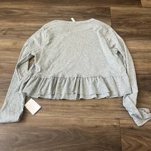 Altar’d State‎ Waffle Knit Ruffle Blouse XL NWT Thermal thumbnail 4
