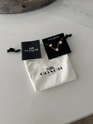 NEW Coach Open Circle‎ Necklace And Tea Rose Stud Earrings Set Rose Gold Jewelry thumbnail 2