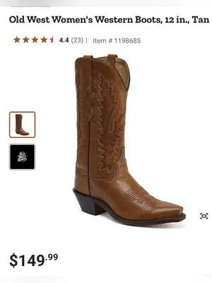 Old West Women’s Tan Full Leather Western Cowgirl Annie Oakley Boots Size 6 thumbnail 11