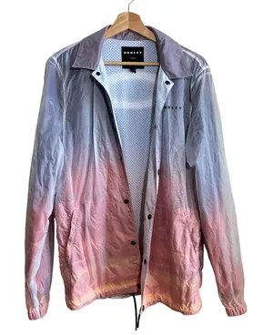 Oakley custom fit multicolor button front rain jacket women's size M windbreaker thumbnail 1