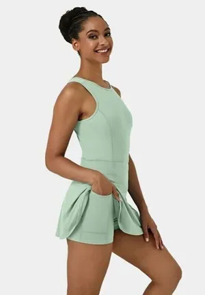 Halara Everyday Stretchy 2in1 Flare Golf Dress Casual BFF Bean Green NWT XS thumbnail 3