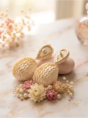 NWT Tuckernuck Opal Sequin Sandra Earrings Ivory Cream Statement $98 thumbnail 3
