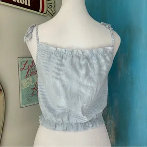 Brandy Melville John Galt Blue Striped Tank Top thumbnail 3
