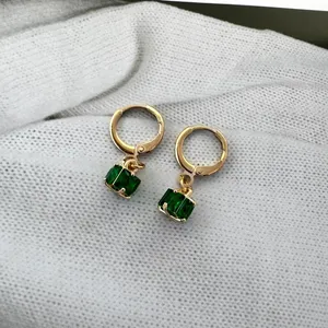 Green Crystal Dangle Drop Earrings for Women thumbnail 3