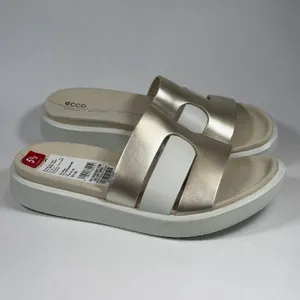 ECCO Size-5.5 Womens‎ Sandal Slide Flowt White Gold thumbnail 10