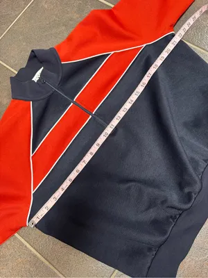 Frame Colorblock Mock Neck 1/4 Zip Pullover Sweatshirt Blue Red Small Retro 90s thumbnail 10