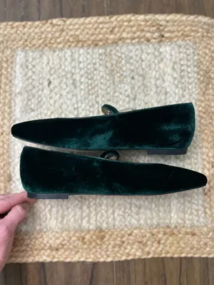 J. Crew Forest Green Velvet Anya Mary Jane Flats with Rhinestone Buckle Size 6 thumbnail 7