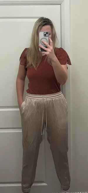 Express Champagne Satin Pants thumbnail 1