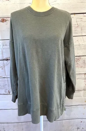 Aerie Woman’s Green Oversized Cotton Cozy Pullover Size Medium thumbnail 1
