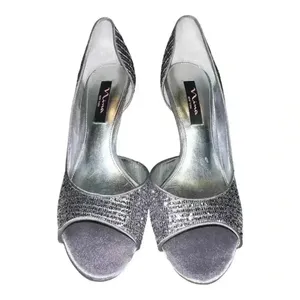 Nina‎ Fern-GM Silver Sparkle Heel Pumps, Size 9.5 thumbnail 3