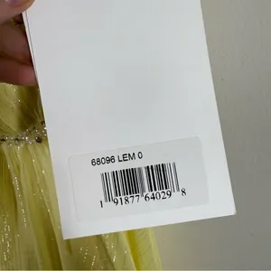 NWT Mac Duggal Yellow Beaded Ruffle High Low Gown Size 0 thumbnail 6