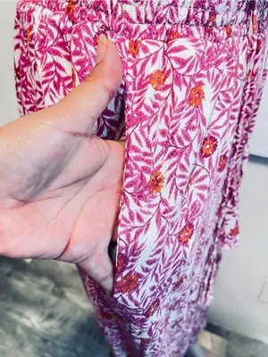Anthropologie Pink Floral Drawstring Joggers thumbnail 6