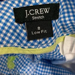 J.Crew Blue White Gingham Lime Green Embroidered Seahorse Pants Lightweight 8 thumbnail 7