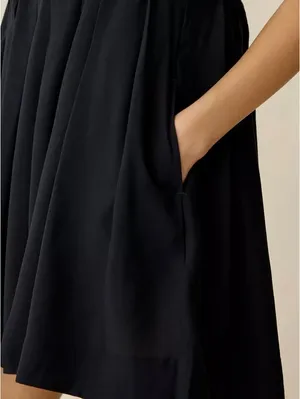 Urban Outfitters Popover Pleated Babydoll Mini Dress Black XS thumbnail 5