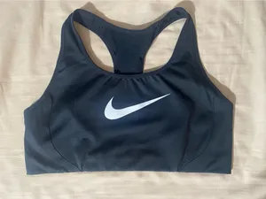 Nike Dri-Fit Sports Bra Black White Logo thumbnail 1