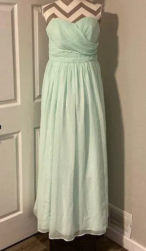 Tevolio women’s strapless chiffon mint green long formal dress size 12 thumbnail 1