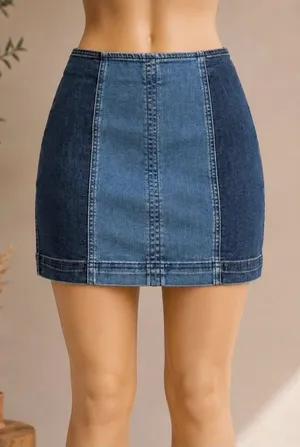 Pacsun Women's Blue and Navy Colorblock Skirt thumbnail 1