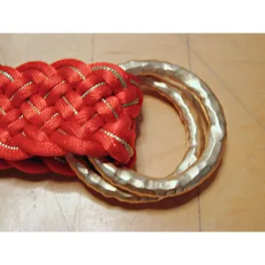 Vintage Red Gold Braided Woven Belt D Ring Gold Tone Buckle Fashion Y2k Boho Adj thumbnail 6