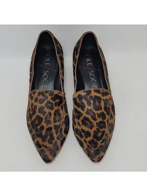 Sole Society Marty Leopard Animal Print Loafers Heel Pointed Vamp Shoes Size 8M thumbnail 4